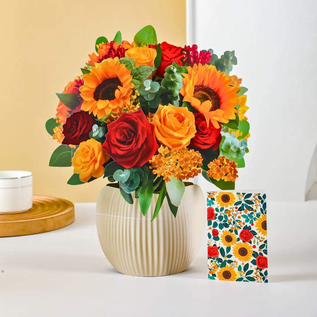 Golden-Harvest-paper-pop-up-bouquet-of-roses-and-sunflowers-—-PetalPal