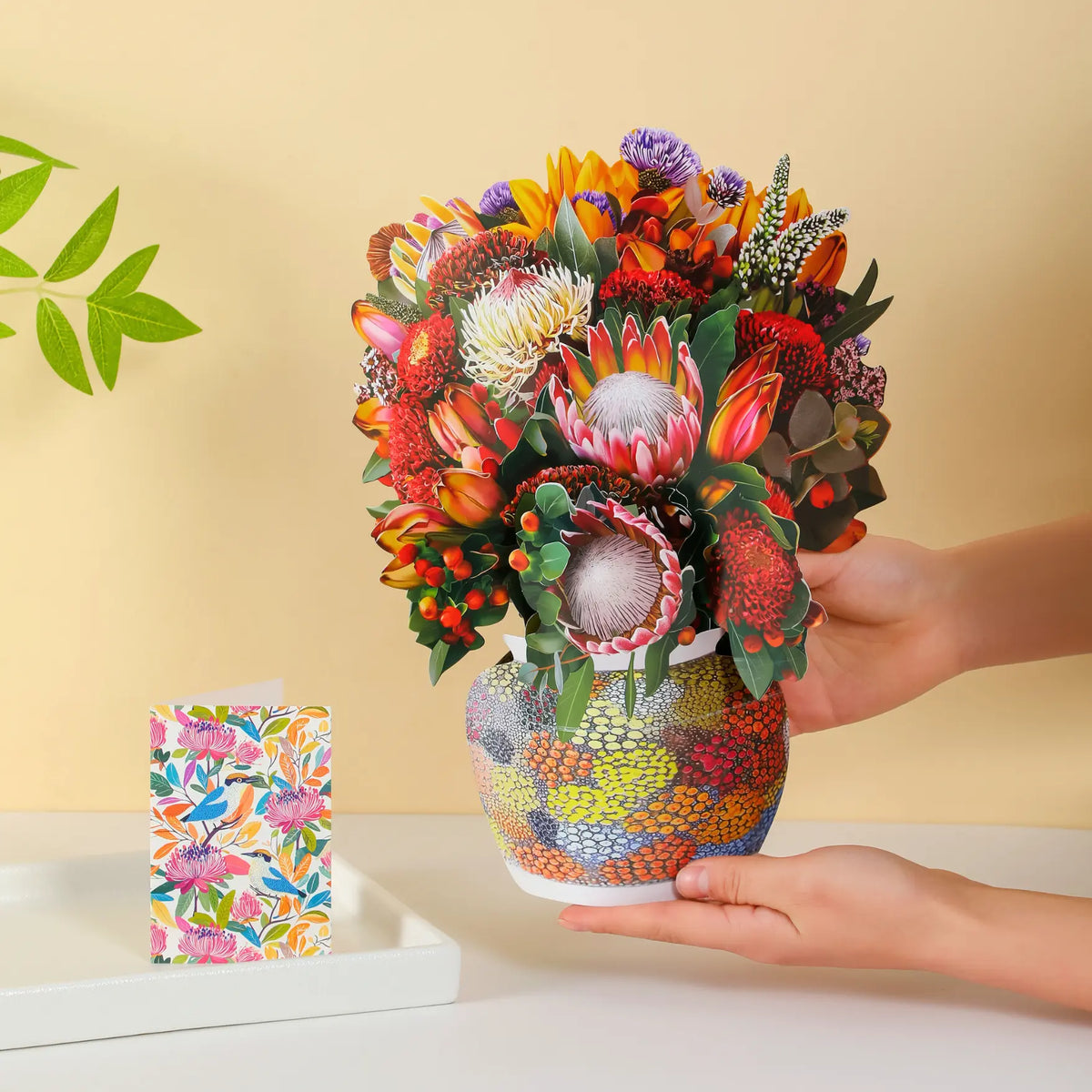 Illawarra-Essence-Australian-native-paper-pop-up-bouquet-of-proteas-and-banksia-—-PetalPal