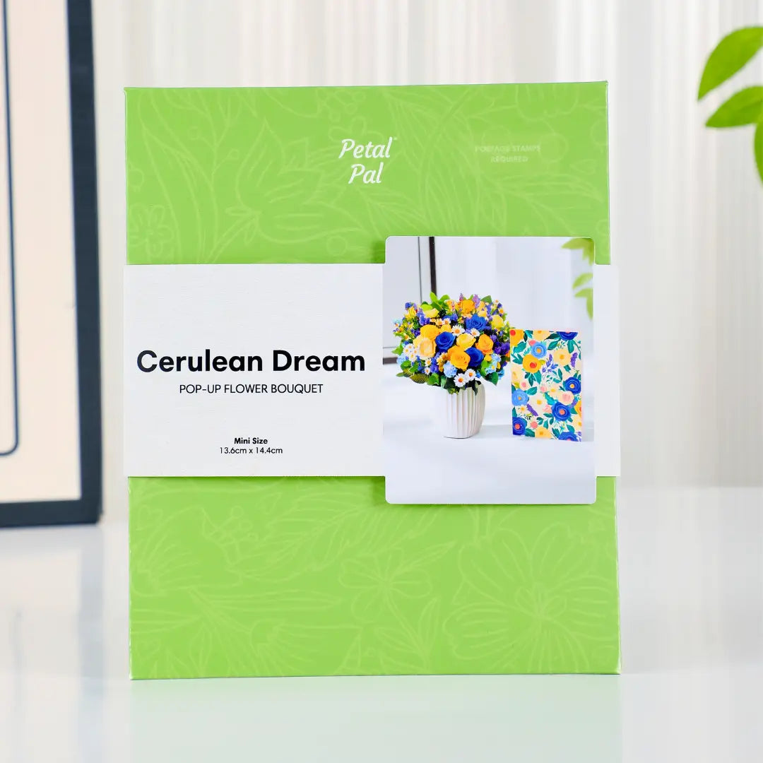Mini-Cerulean-Dream-small-paper-pop-up-bouquet-of-blue-and-gold-roses-—-PetalPal